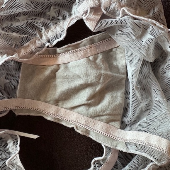 WHITE and Pink  fine mesh Lolita Panties with Stars. - Picture 6 of 10